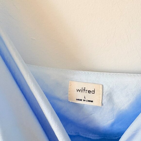 Aritzia Wilfred Sestina Ruched Satin Slip Dress Light Blue Size Large - Picture 7 of 8